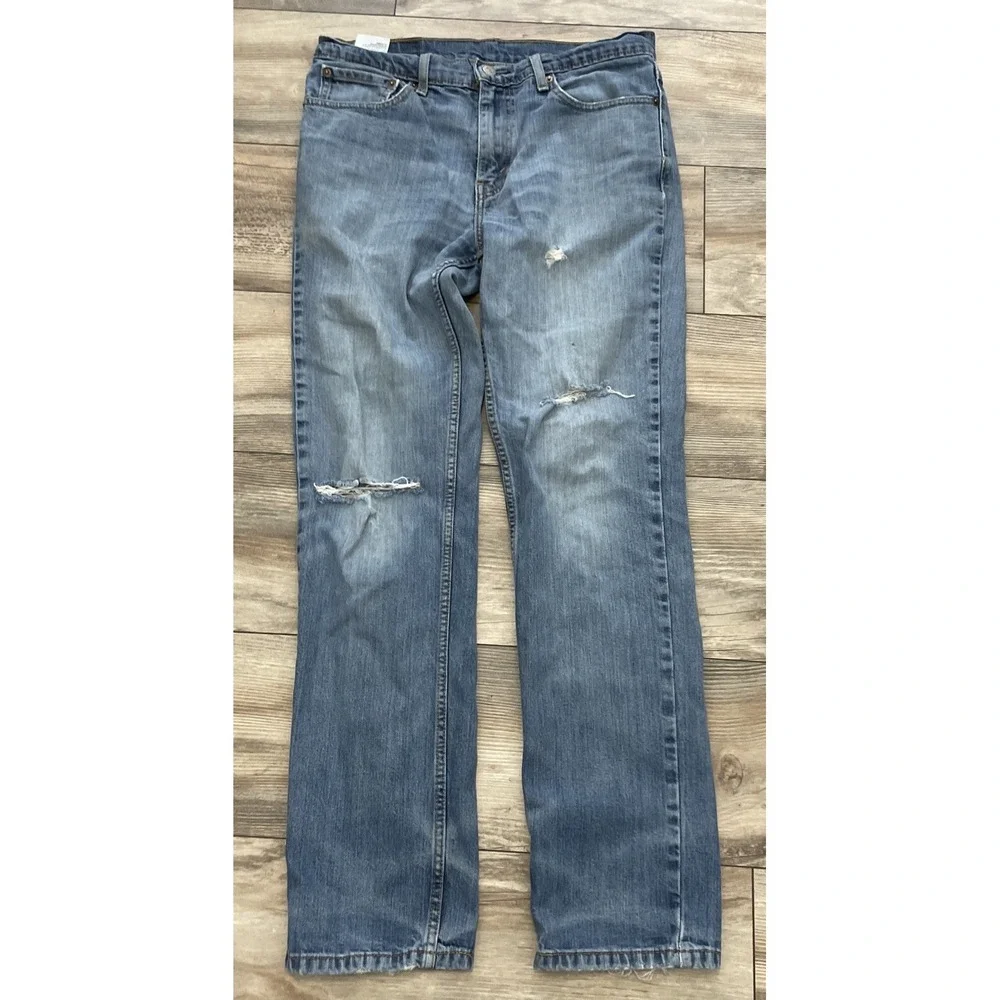 Men's Levi's 511 32x32 Dark‎ Distressed Denim Jeans